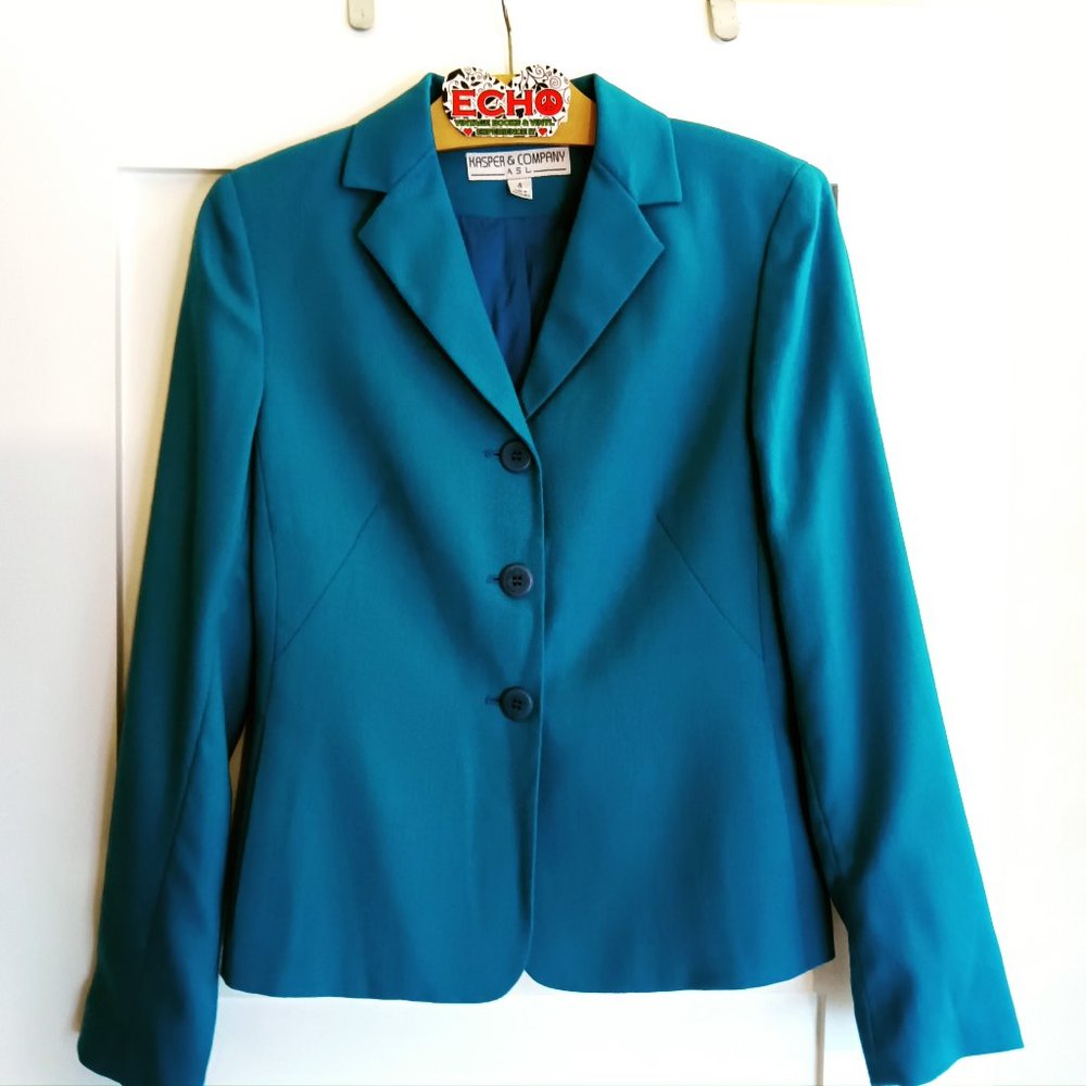Kasper Teal Lightweight Wool Blazer